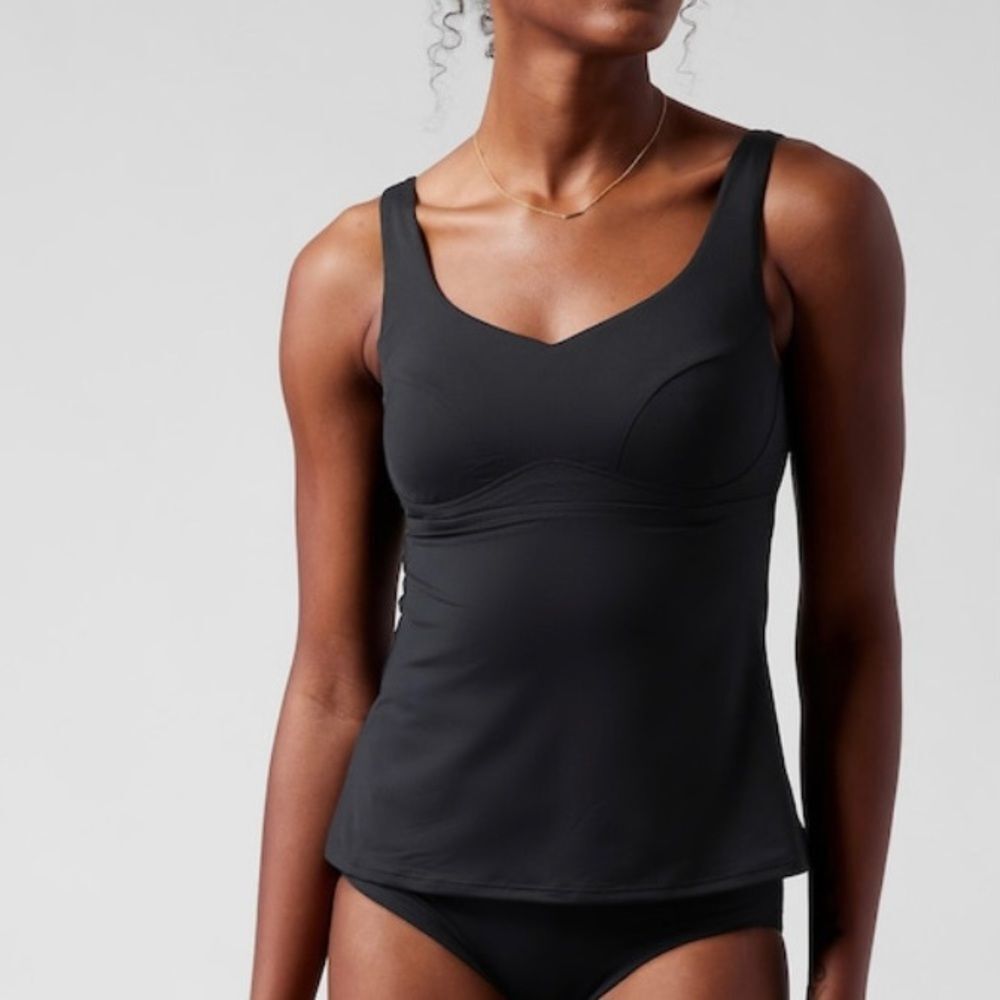 ATHLETA Bondi Bra Cup Swim Top Tankini, Black, Size 36B/C NWT $74 657719
